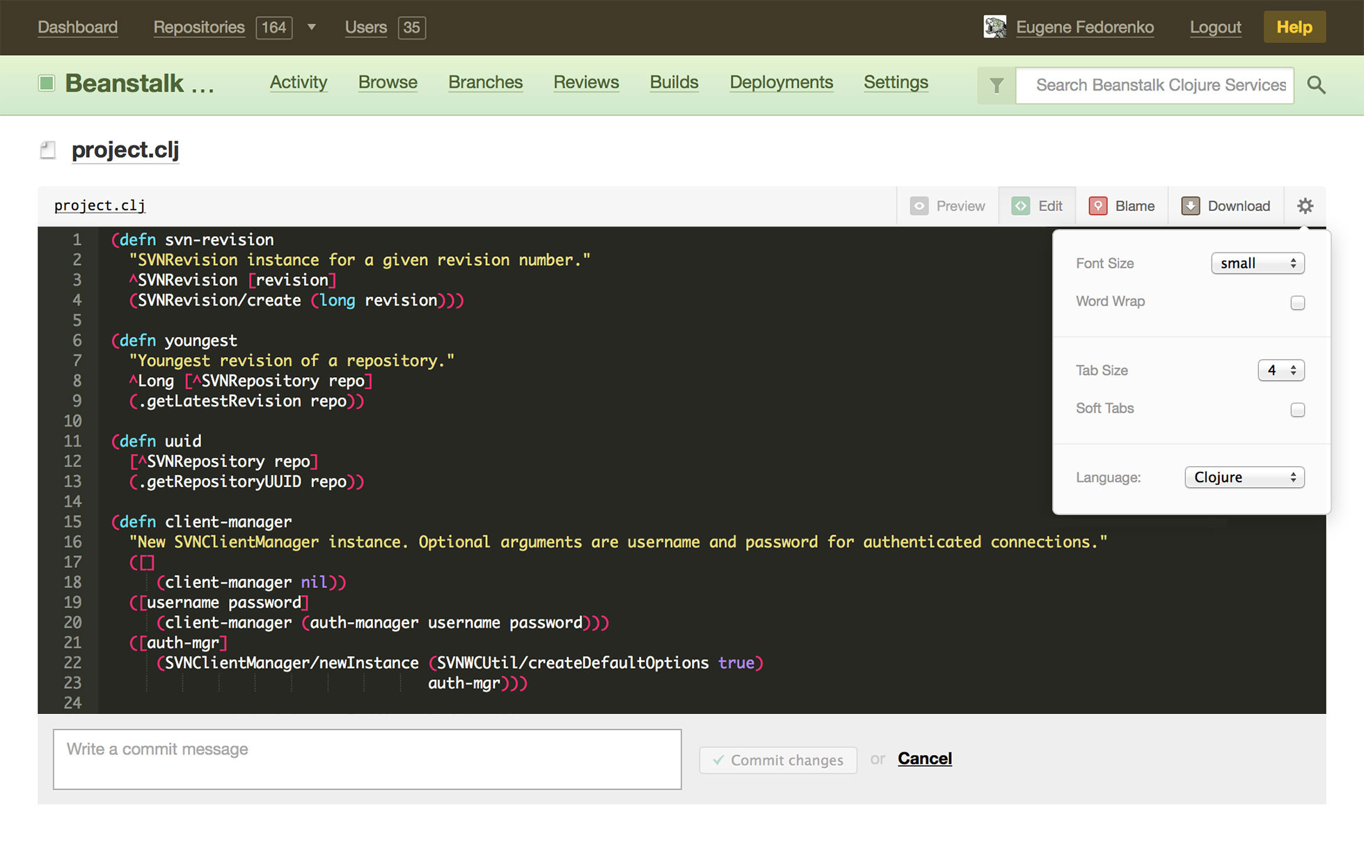 Built-in code editor